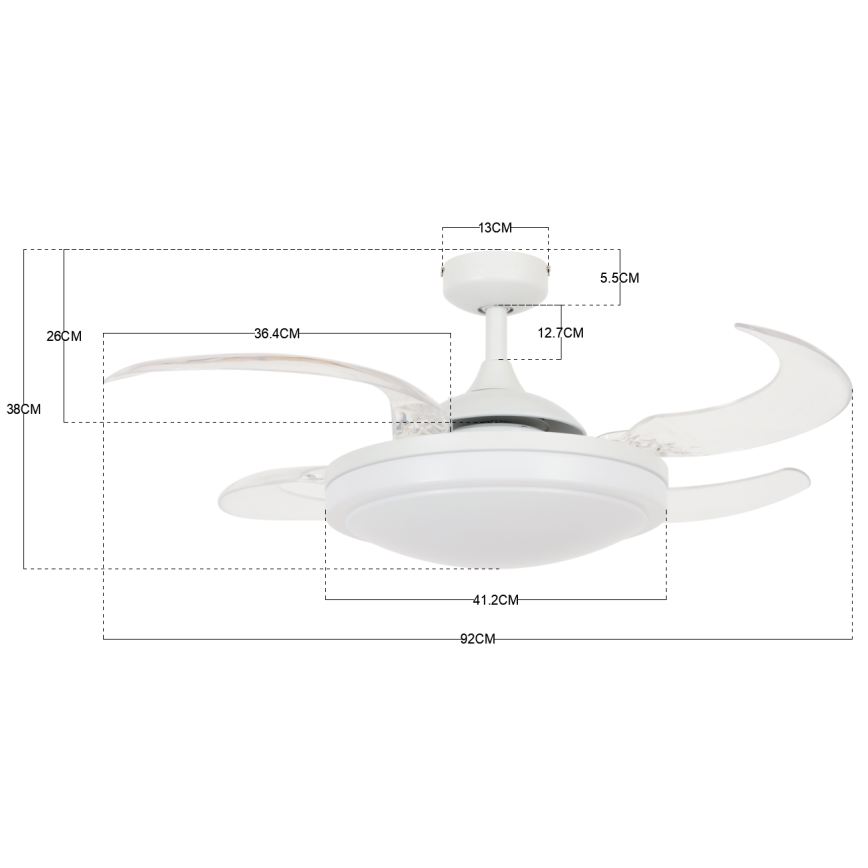 FANAWAY 212980 - Stropni ventilator EVORA 2xE27/15W/230V bela + Daljinski upravljalnik