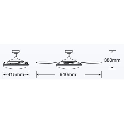 FANAWAY 512120 - Stropni ventilator EVORA 2xE27/15W/230V + Daljinski upravljalnik