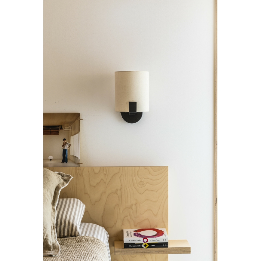 FARO 20053 - LED Stenska svetilka NILA 1xE27/15W/230V + LED/3W krem barva/črna