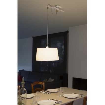 FARO 28394 - Lestenec na vrvici FUSTA 1xE27/20W/230V bela