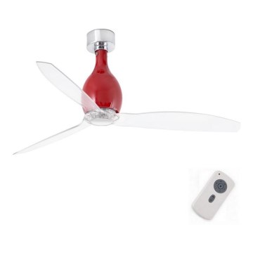 FARO 32029 - Stropni ventilator MINI ETERFAN rdeča/prozorna pr. 128 cm + Daljinski upravljalnik