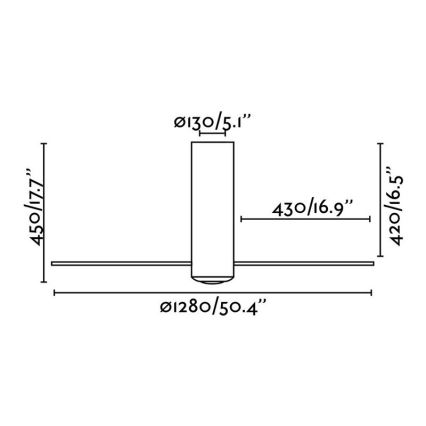 FARO 32034 - Stropni ventilator TUBE FAN bela/prozorna pr. 128 cm