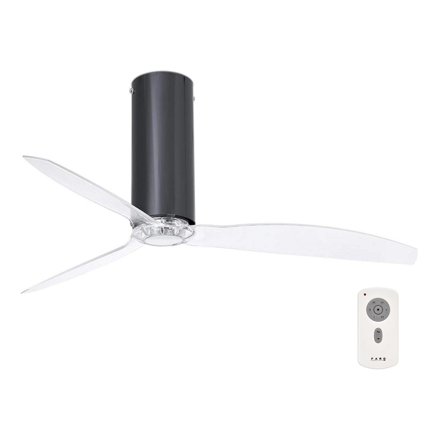 FARO 32035 - Stropni ventilator TUBE FAN črna/prozorna pr. 128 cm + Daljinski upravljalnik