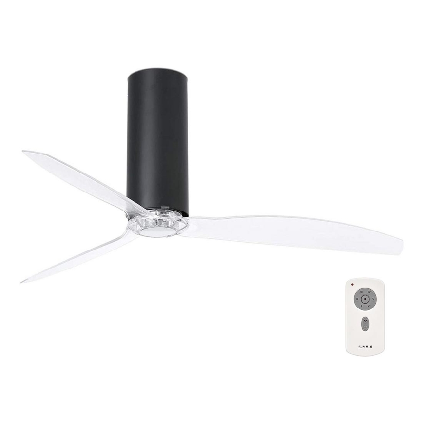 FARO 32036 - Stropni ventilator TUBE FAN črna/prozorna pr. 128 cm + Daljinski upravljalnik