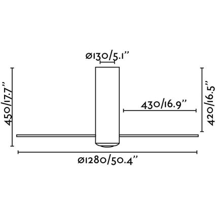 FARO 32036 - Stropni ventilator TUBE FAN črna/prozorna pr. 128 cm + Daljinski upravljalnik