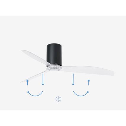 FARO 32041WP - Stropni ventilator MINI TUBE FAN M črna/prozorna pr. 128 cm SMART + Daljinski upravljalnik