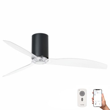 FARO 32041WP - Stropni ventilator MINI TUBE FAN M črna/prozorna pr. 128 cm SMART + Daljinski upravljalnik