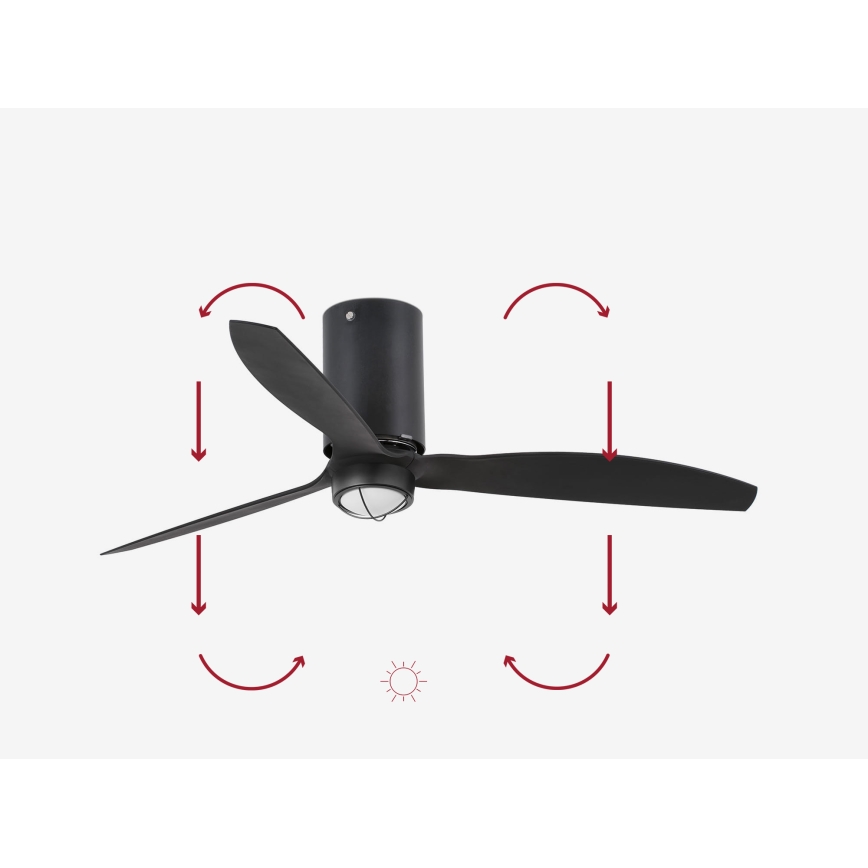 FARO 32043WP-10 - LED Stropni ventilator MINI TUBE FAN LED/16W/230V Wi-Fi črna pr. 128 cm + Daljinski upravljalnik
