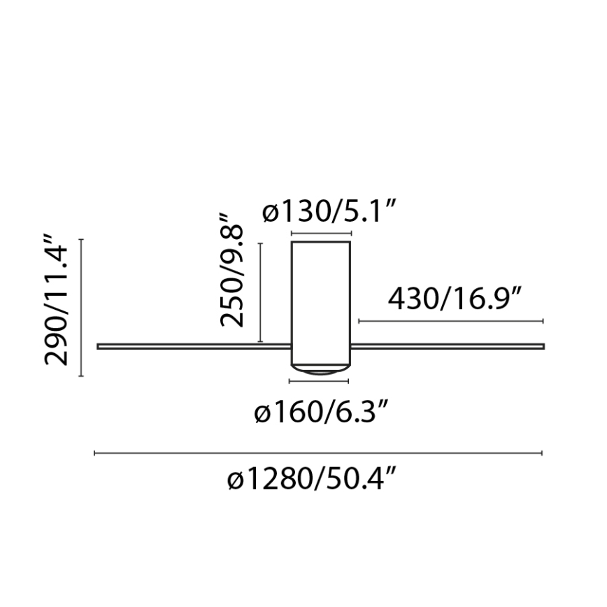 FARO 32043WP-10 - LED Stropni ventilator MINI TUBE FAN LED/16W/230V Wi-Fi črna pr. 128 cm + Daljinski upravljalnik