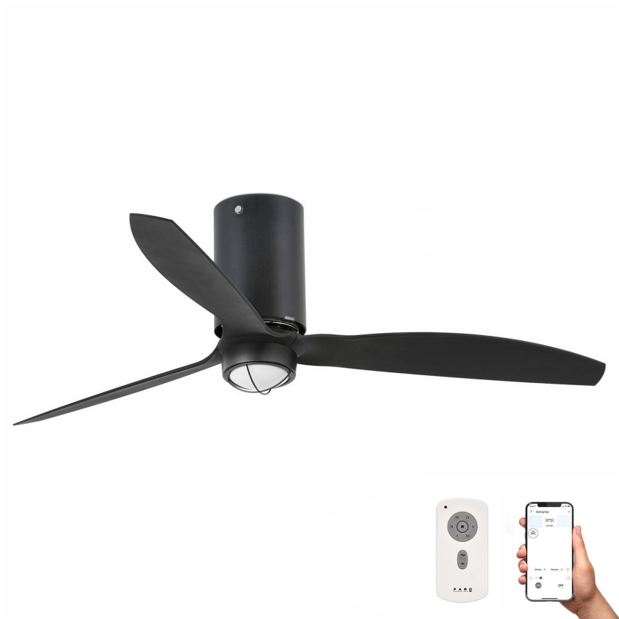 FARO 32043WP-10 - LED Stropni ventilator MINI TUBE FAN LED/16W/230V Wi-Fi črna pr. 128 cm + Daljinski upravljalnik