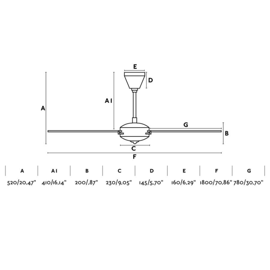 FARO 33349 - Stropni ventilator AOBA pr. 180 cm + Daljinski upravljalnik