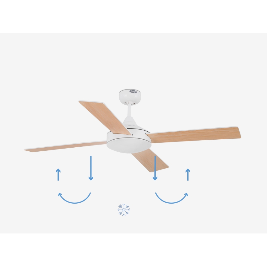 FARO 33350DC - Stropni ventilator MALLORCA L bela/rjava pr. 132 cm + Daljinski upravljalnik