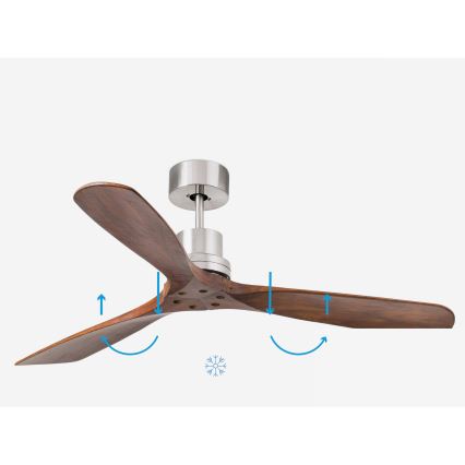FARO 33370DC - Stropni ventilator LANTAU rjava/mat krom pr. 132 cm + Daljinski upravljalnik