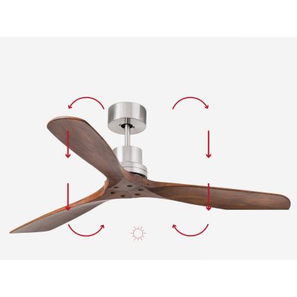 FARO 33370DC - Stropni ventilator LANTAU rjava/mat krom pr. 132 cm + Daljinski upravljalnik