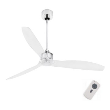 FARO 33394 - Stropni ventilator JUST FAN sijajni krom/prozorna + Daljinski upravljalnik