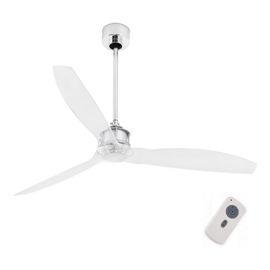 FARO 33394 - Stropni ventilator JUST FAN sijajni krom/prozorna + Daljinski upravljalnik
