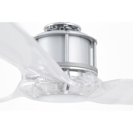 FARO 33394 - Stropni ventilator JUST FAN sijajni krom/prozorna + Daljinski upravljalnik