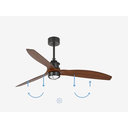 FARO 33395-10 - LED Stropni ventilator JUST FAN LED/16W/230V črna/rjava pr. 128 cm + Daljinski upravljalnik