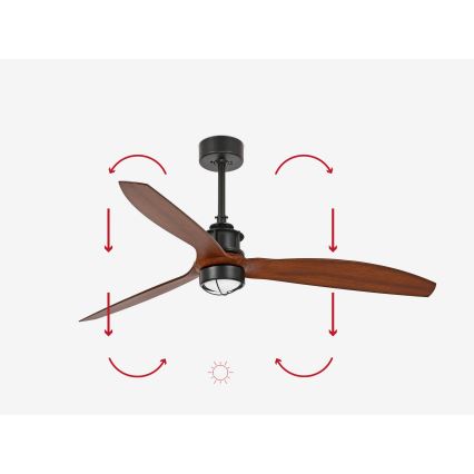 FARO 33395-10 - LED Stropni ventilator JUST FAN LED/16W/230V črna/rjava pr. 128 cm + Daljinski upravljalnik