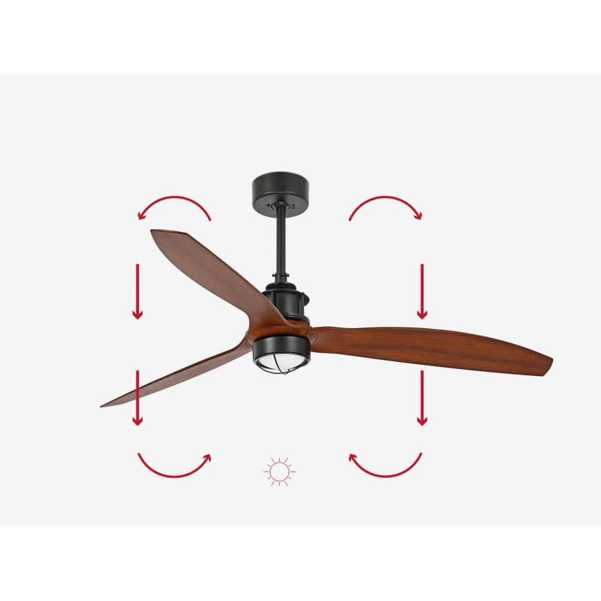 FARO 33395-10 - LED Stropni ventilator JUST FAN LED/16W/230V črna/rjava pr. 128 cm + Daljinski upravljalnik