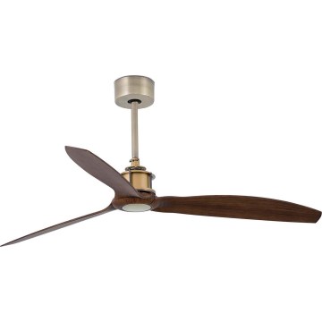 FARO 33398WT - Stropni ventilator JUST FAN M premer 128 cm rjava/mesing Wi-Fi Tuya + daljinski upravljalnik