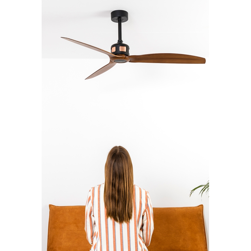 FARO 33451WT - Stropni ventilator COPPER FAN M, premer 128 cm, rjava/črna, Wi‑Fi Tuya + daljinski upravljalnik