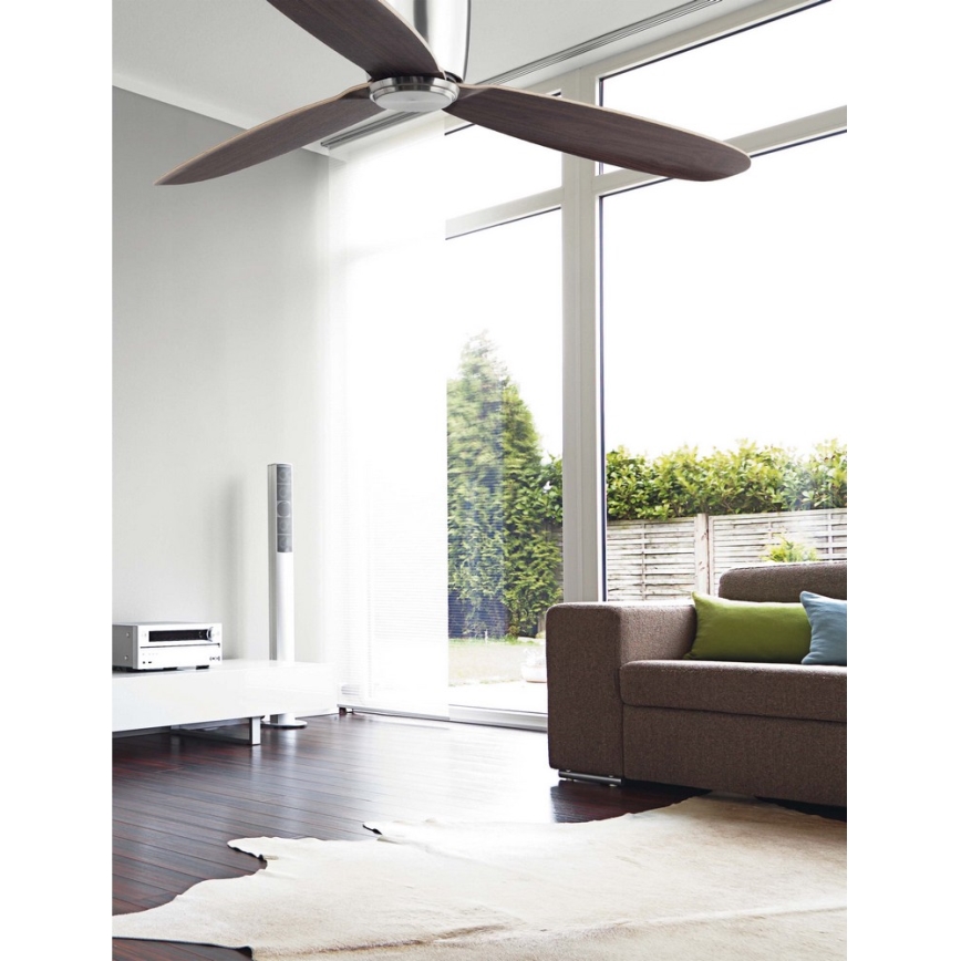 FARO 33472N - Stropni ventilator NIAS mat krom/rjava pr. 132 cm + Daljinski upravljalnik