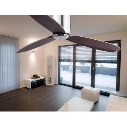 FARO 33472N - Stropni ventilator NIAS mat krom/rjava pr. 132 cm + Daljinski upravljalnik