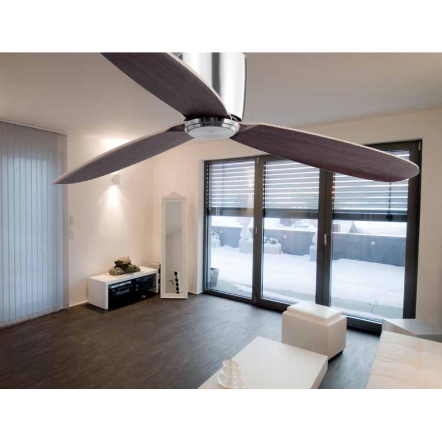 FARO 33472N - Stropni ventilator NIAS mat krom/rjava pr. 132 cm + Daljinski upravljalnik