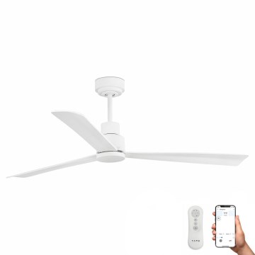 FARO 33487WP - Stropni ventilator NASSAU M bela pr. 128 cm SMART + Daljinski upravljalnik