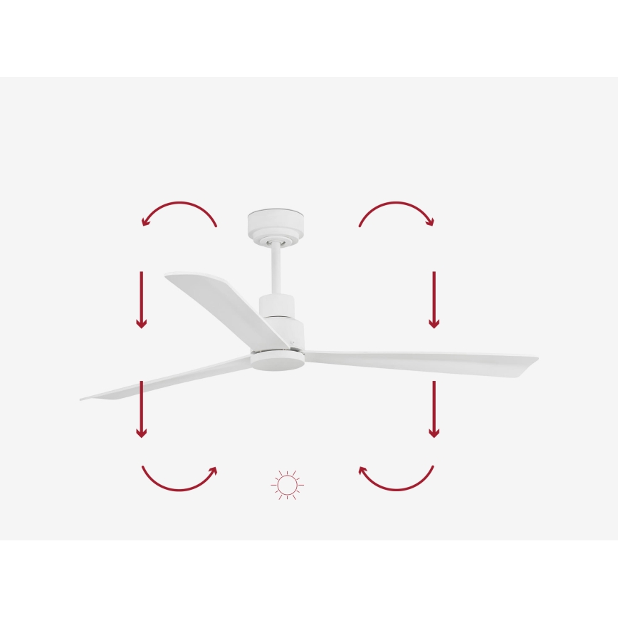 FARO 33487WP - Stropni ventilator NASSAU M bela pr. 128 cm SMART + Daljinski upravljalnik