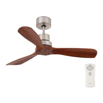 FARO 33508DC - Stropni ventilator MINI LANTAU mat krom/rjava pr. 108 cm + Daljinski upravljalnik