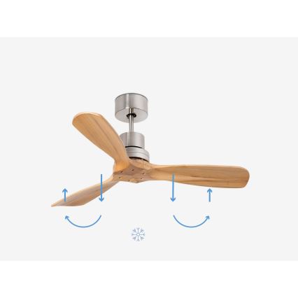 FARO 33509DC - Stropni ventilator MINI LANTAU mat krom/les pr. 107 cm + Daljinski upravljalnik