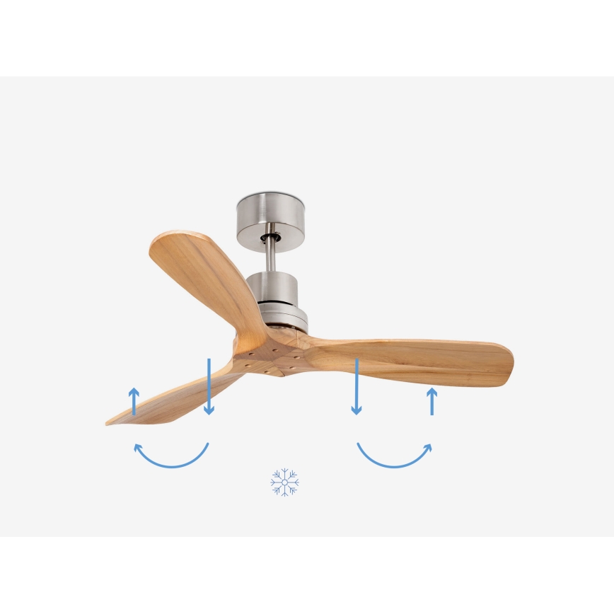 FARO 33509DC - Stropni ventilator MINI LANTAU mat krom/les pr. 107 cm + Daljinski upravljalnik