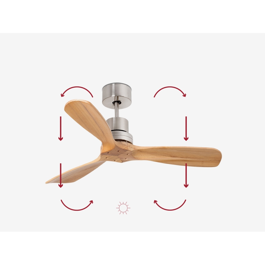 FARO 33509DC - Stropni ventilator MINI LANTAU mat krom/les pr. 107 cm + Daljinski upravljalnik
