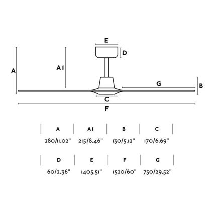 FARO 33511 - Stropni ventilator MOREA pr. 152 cm + Daljinski upravljalnik