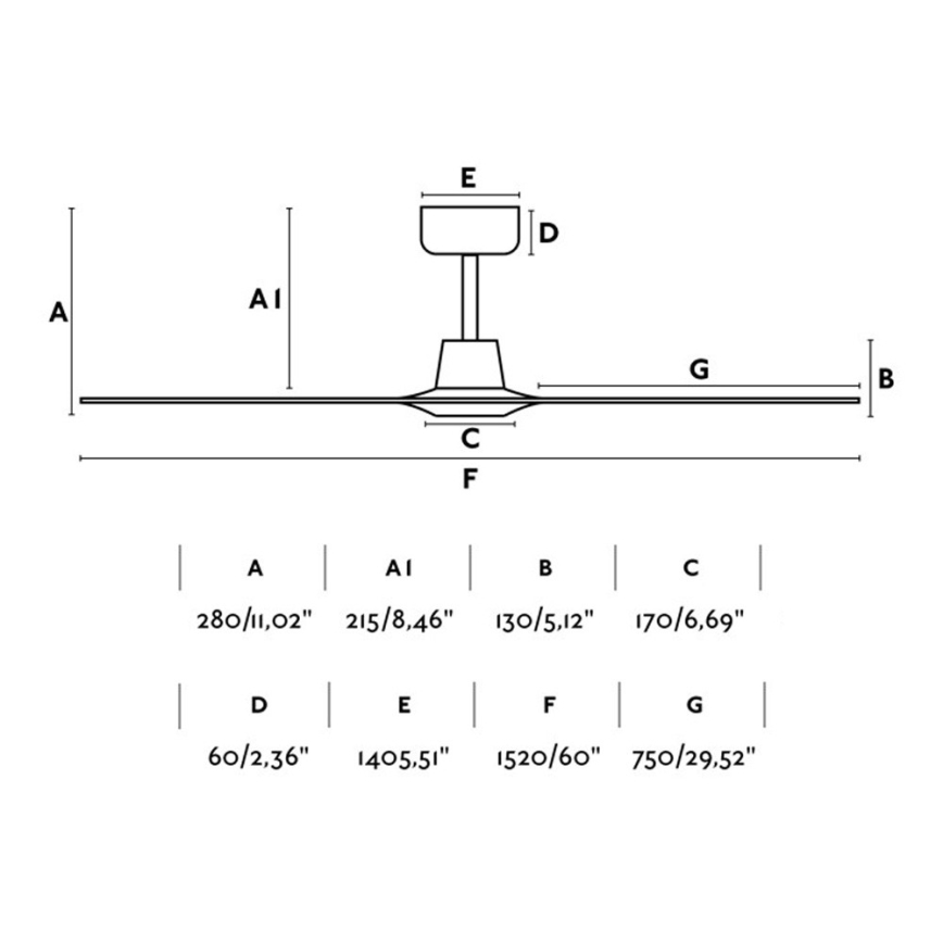 FARO 33511 - Stropni ventilator MOREA pr. 152 cm + Daljinski upravljalnik