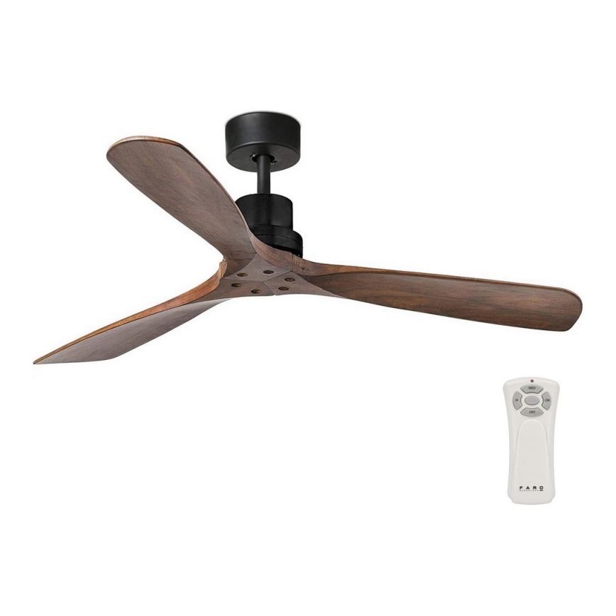 FARO 33516DC - Stropni ventilator LANTAU črna/rjava pr. 132 cm + Daljinski upravljalnik