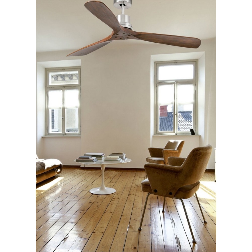 FARO 33516DC - Stropni ventilator LANTAU črna/rjava pr. 132 cm + Daljinski upravljalnik