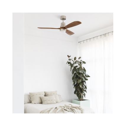 FARO 33518DC - LED Stropni ventilator LANTAU LED/15W/230V mat krom/les + Daljinski upravljalnik