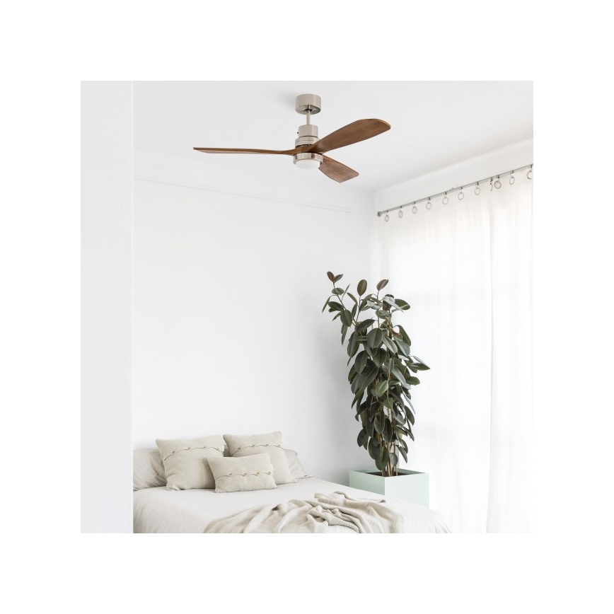 FARO 33518DC - LED Stropni ventilator LANTAU LED/15W/230V mat krom/les + Daljinski upravljalnik