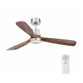 FARO 33518DC - LED Stropni ventilator LANTAU LED/15W/230V mat krom/les + Daljinski upravljalnik