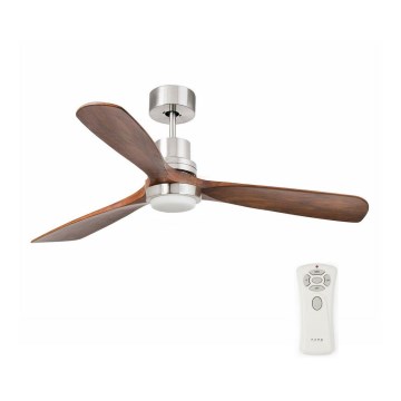 FARO 33518DC - LED Stropni ventilator LANTAU LED/15W/230V mat krom/les + Daljinski upravljalnik