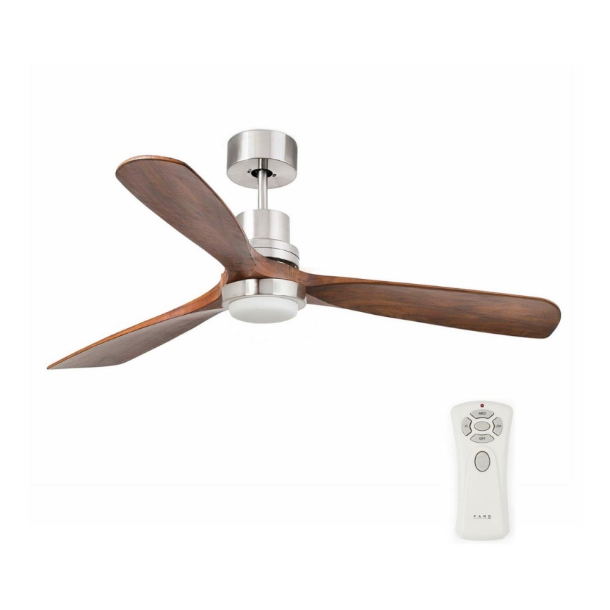 FARO 33518DC - LED Stropni ventilator LANTAU LED/15W/230V mat krom/les + Daljinski upravljalnik