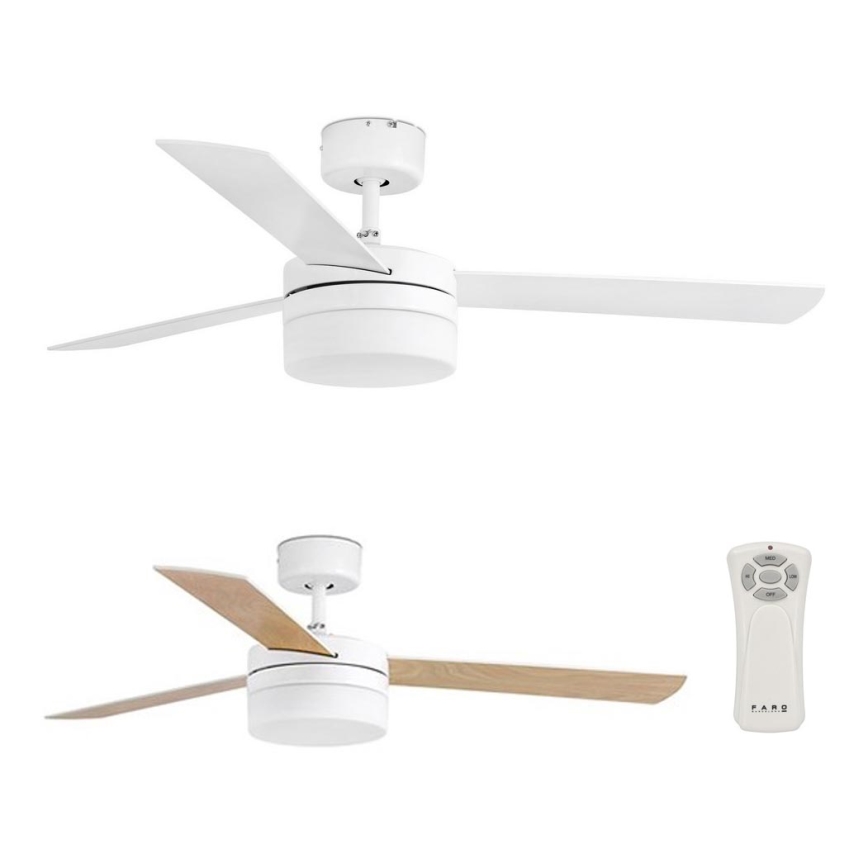 FARO 33607 - Stropni ventilator PANAY 2xE14/40W/230V bela + Daljinski upravljalnik