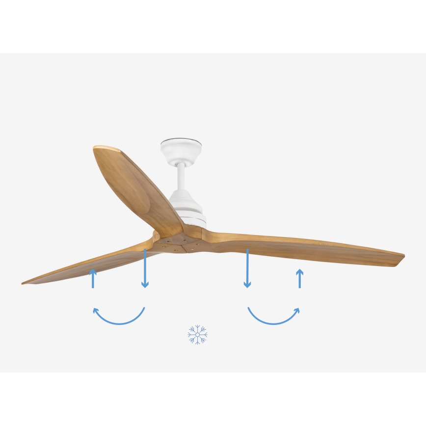 FARO 33728DC - Stropni ventilator ALO L les/bela pr. 152 cm + Daljinski upravljalnik