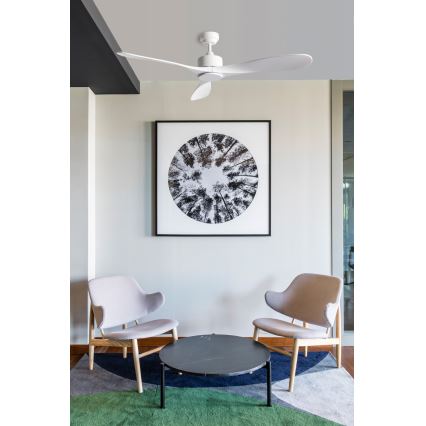 FARO 33750DCWT - Stropni ventilator LUZON L bela pr. 132 cm Wi-Fi Tuya + Daljinski upravljalnik