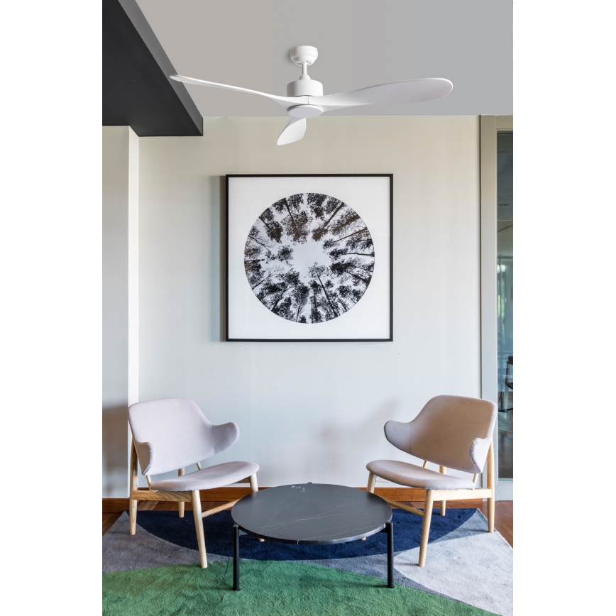 FARO 33750DCWT - Stropni ventilator LUZON L bela pr. 132 cm Wi-Fi Tuya + Daljinski upravljalnik