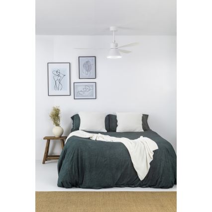 FARO 33760WT-22 - Dimmabilni stropni ventilator AMELIA L CONE LED/20W/230V 2700/3500/5000K bijela pr. 132 cm Wi-Fi Tuya + daljinski upravljač