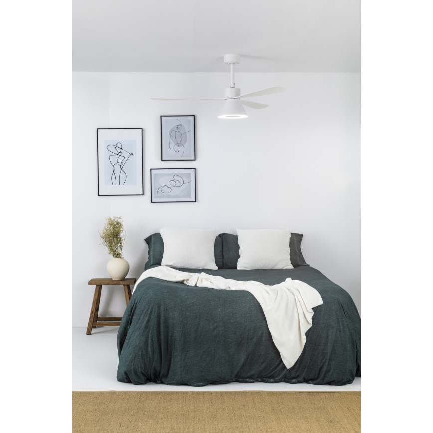 FARO 33760WT-22 - Dimmabilni stropni ventilator AMELIA L CONE LED/20W/230V 2700/3500/5000K bijela pr. 132 cm Wi-Fi Tuya + daljinski upravljač